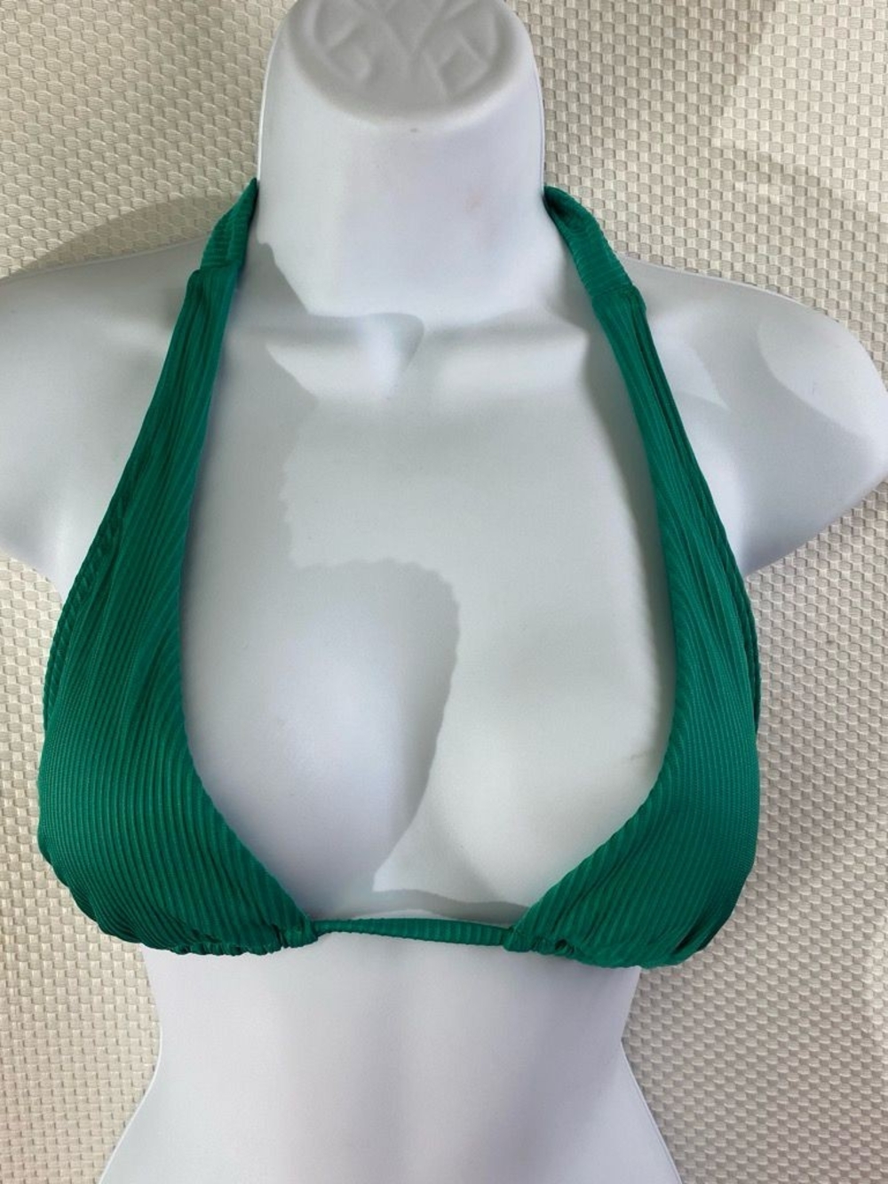 Hollister Emerald Green Ribbed Halter Bikini Top Size XS